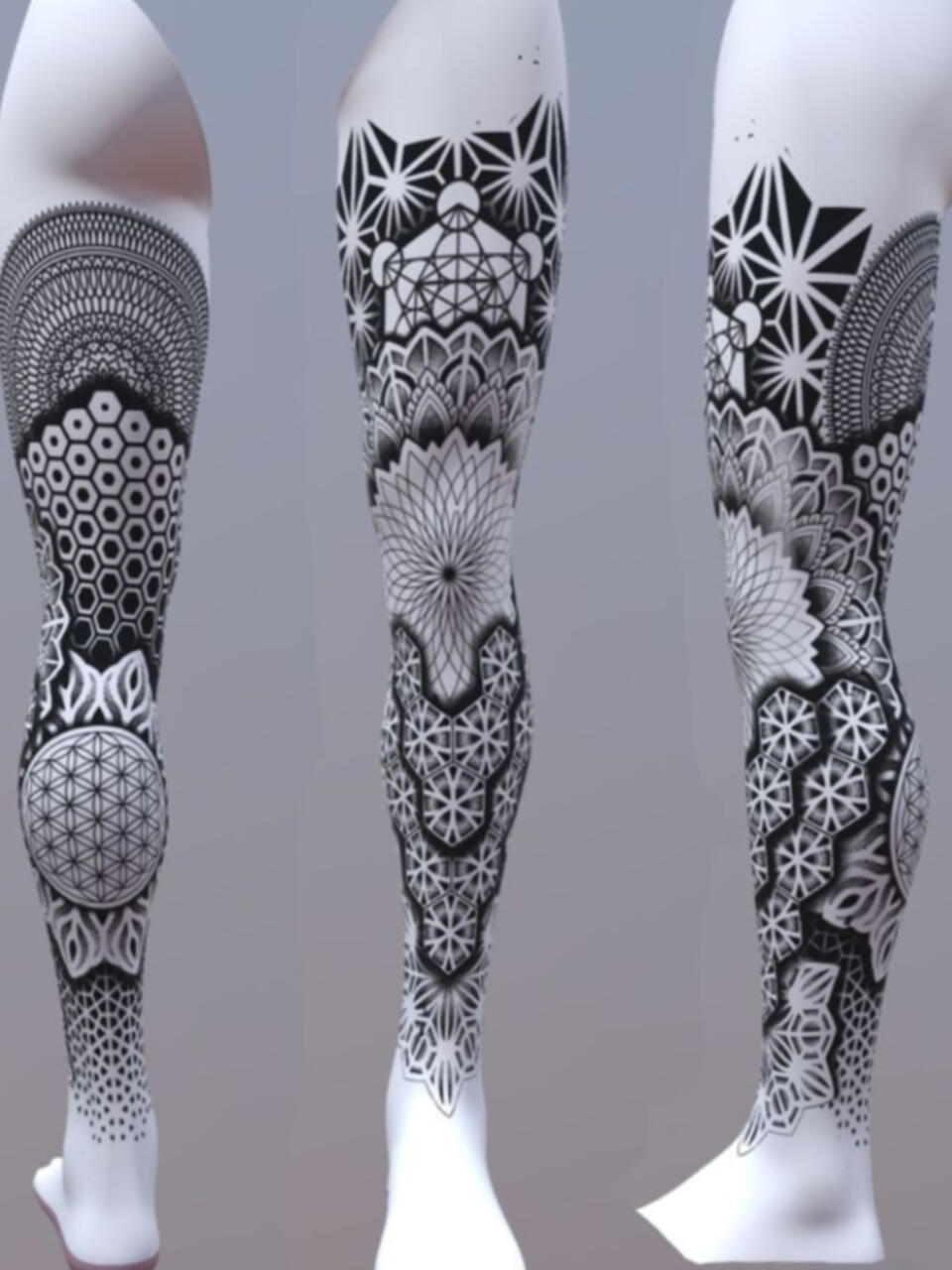 3D leg model for tattoo mockups in Procreate — modelo 3D de pierna para tatuaje